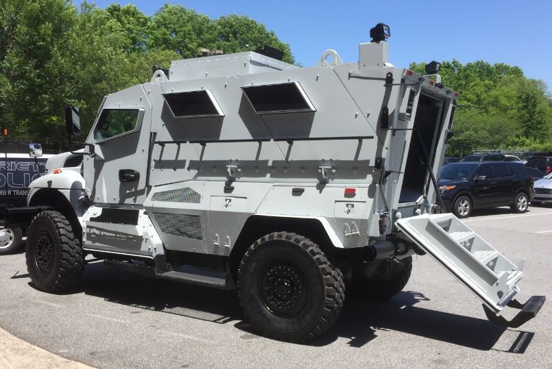 Mine resistant, ambush protection (MRAP) vehicle close up