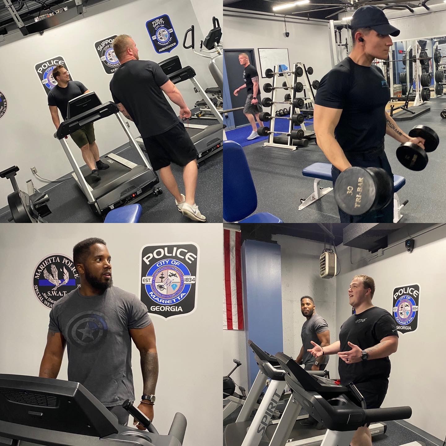 Collage of officers exercising