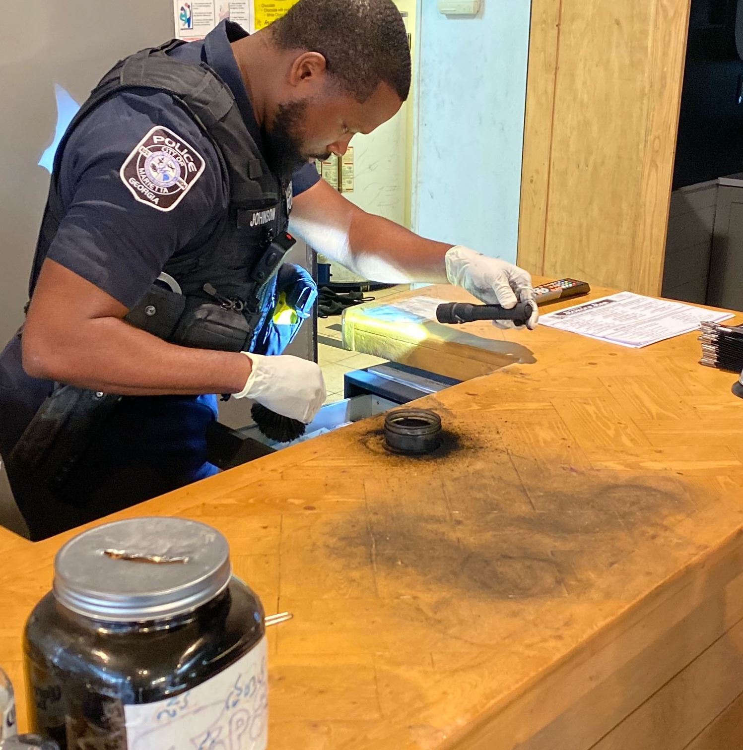 Officer gathering evidence