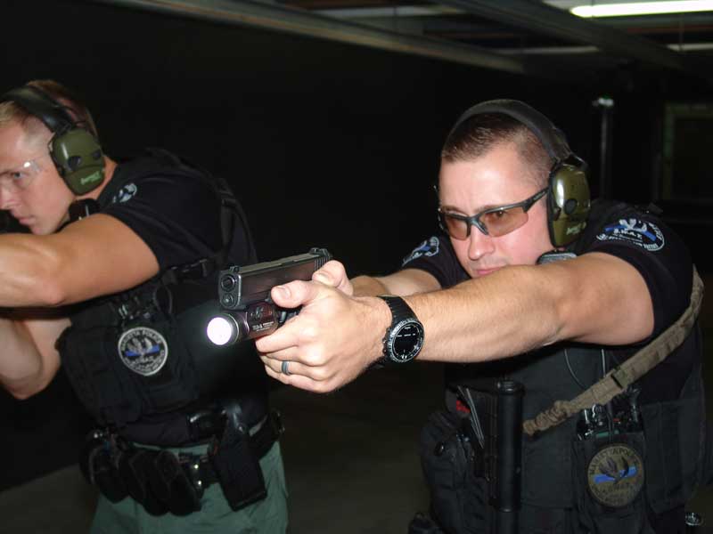Officer Jordan Mileshko with the Glock 22
