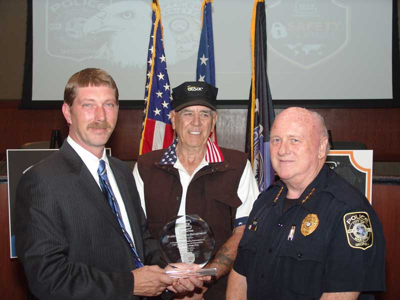 GLOCK VP Chad Mathis, left, R. Lee Ermey, center, Marietta PD Chief Dan Flynn, right (3)